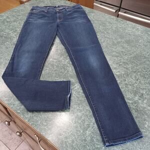 7 For All Mankind Jeans Women's 28 The Slim Cigarette Distressed Whiskered Dark